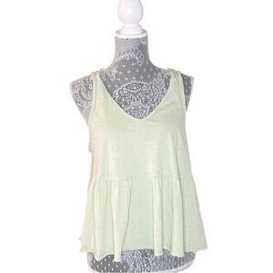 American Eagle Light Green Peplum Tank Top | Size Small